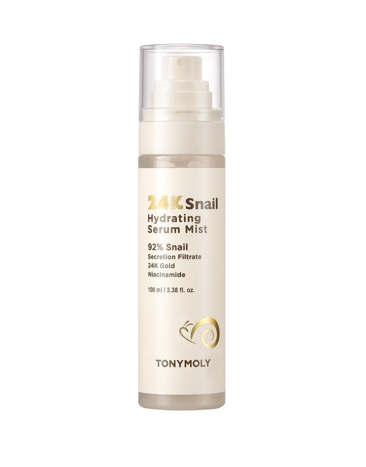 TONYMOLY 24K Snail Hydrating Serum Mist bottle delivering intense moisture and glow.