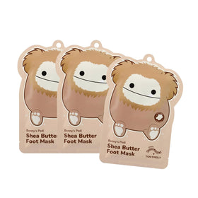 TONYMOLY Benny Shea Butter Foot Mask bootie in action delivering deep hydration for dry heels.