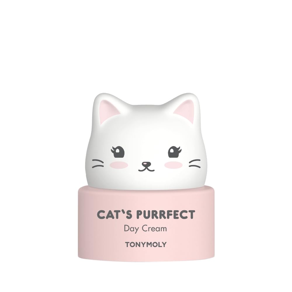 TONYMOLY Cat's Purrfect Day Cream jar close-up showing pudding texture for hydration