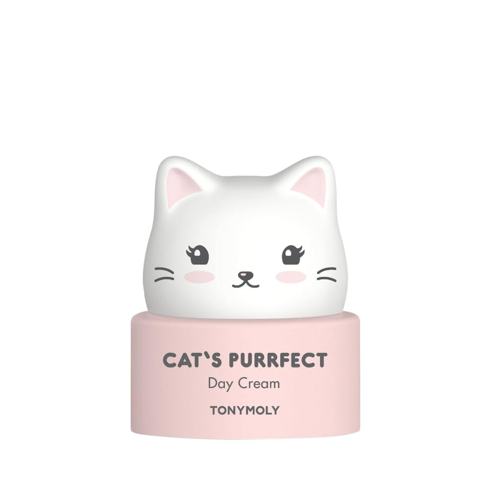 TONYMOLY Cat's Purrfect Day Cream jar close-up showing pudding texture for hydration