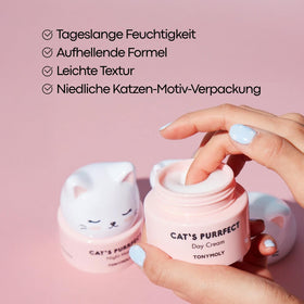 TONYMOLY Cat's Purrfect Day Cream texture showcased with milk protein for balanced skin