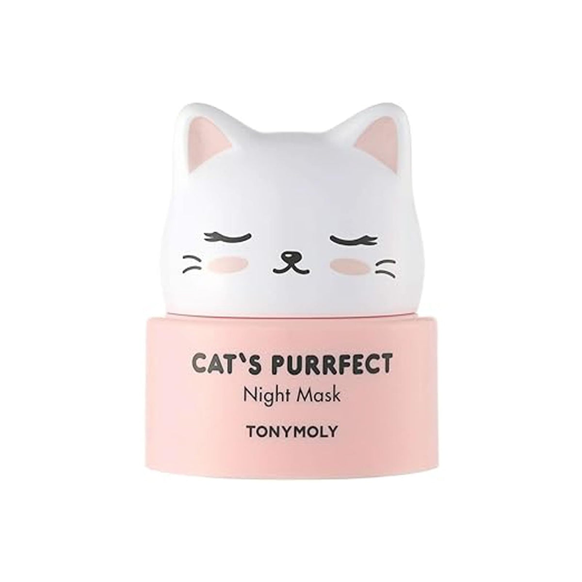TONYMOLY Cat’s Purrfect Night Mask packaging showcases premium Korean skincare for nightly hydration.