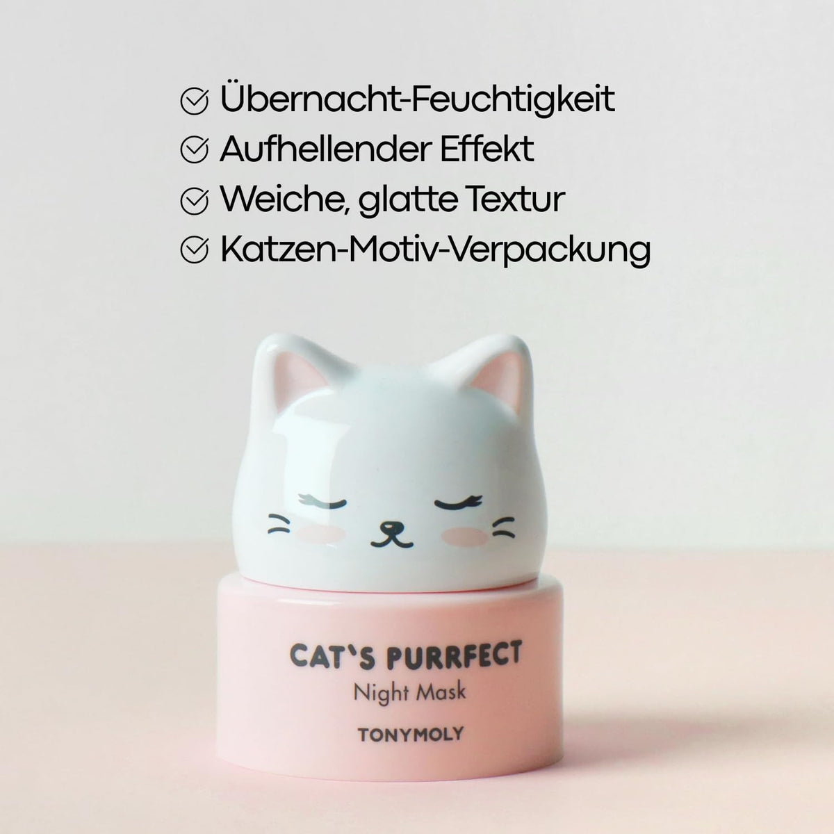 TONYMOLY Cat’s Purrfect Night Mask whipped texture delivers deep hydration.
