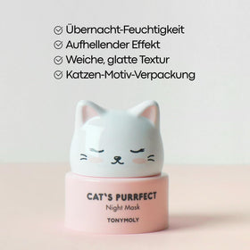 TONYMOLY Cat’s Purrfect Night Mask whipped texture delivers deep hydration.