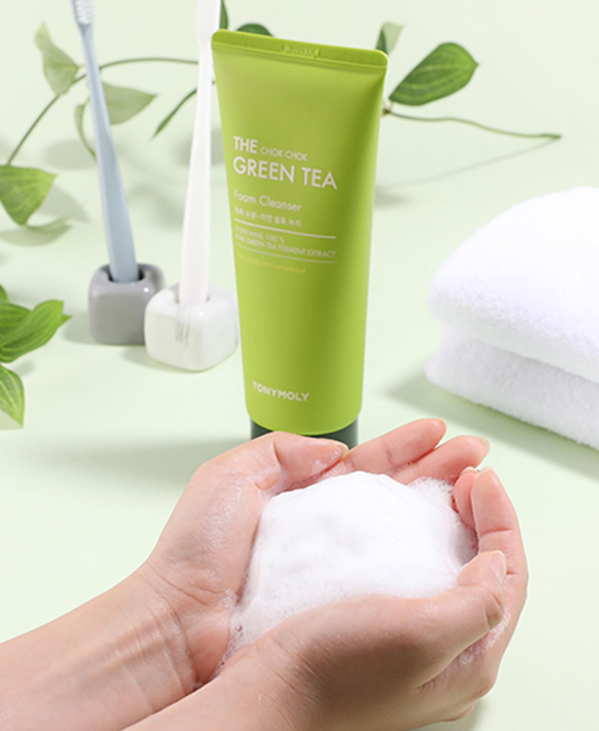TONYMOLY Chok Chok hydration application provides a cooling, balanced cleanse