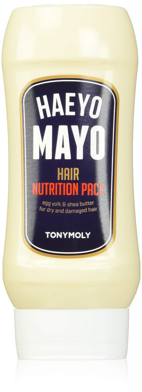 TONYMOLY Haeyo Mayo hair mask jar closeup showing rich conditioning for dry hair.