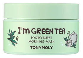 TONYMOLY I’m Green Tea Hydro Burst mask jar close-up, hydrating gel texture