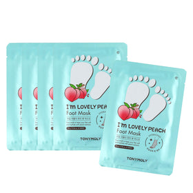 TONYMOLY I'm Lovely Peach Foot Mask boot-packaging for easy at-home spa care.