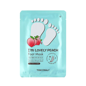 TONYMOLY I'm Lovely Peach Foot Mask peach-extracts for deep moisture and soothing relief.