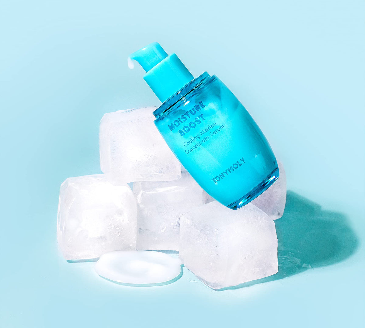 TONYMOLY Moisture Boost serum in makeup basin demonstrates versatile daily hydration.