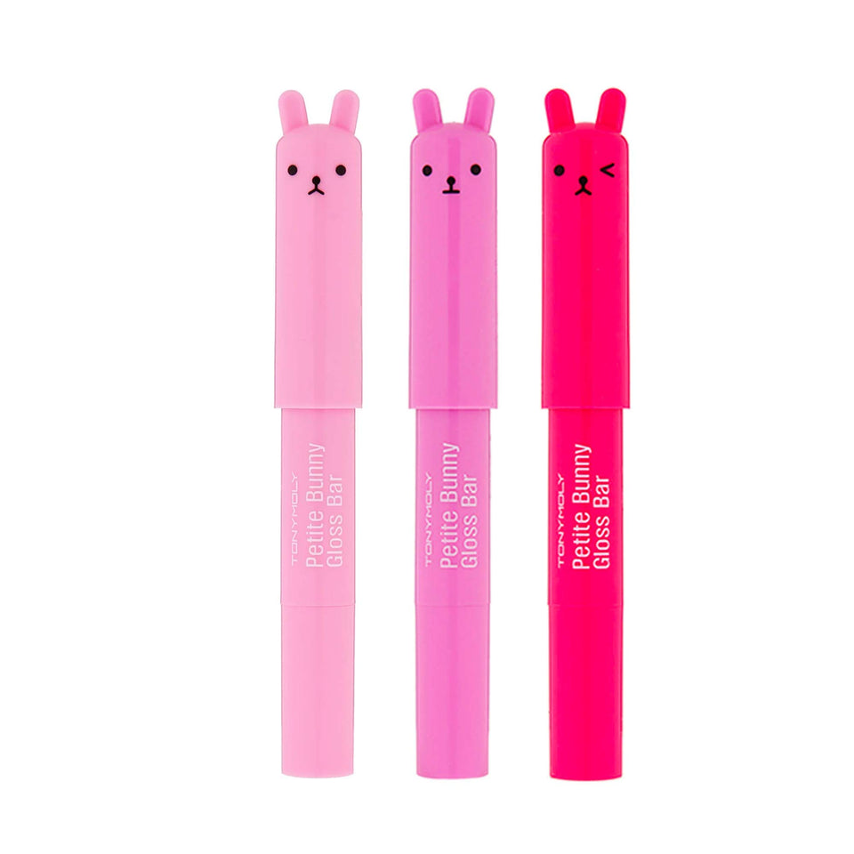 TONYMOLY Petit Bunny Lip Gloss Pack front view with glossy finish and playful packaging.