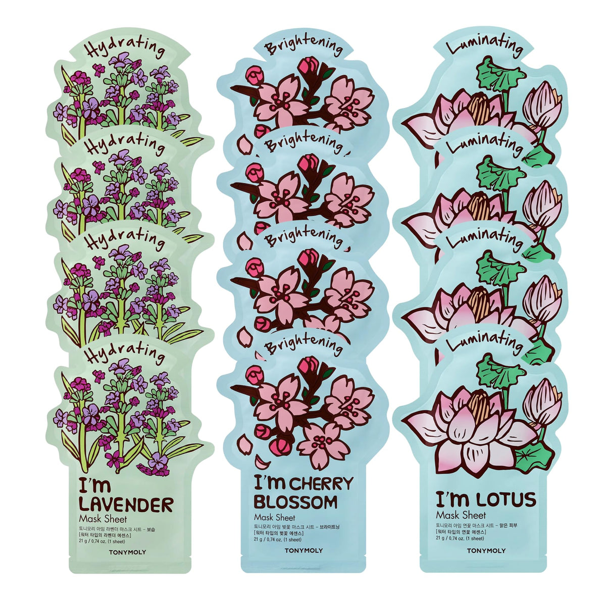 TONYMOLY Spring Blossom Lavender mask front view; hydrates and soothes stressed skin