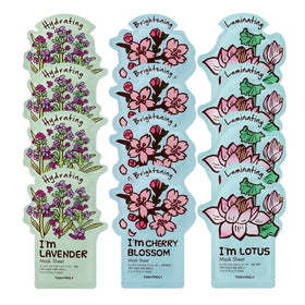TONYMOLY Spring Blossom Lavender mask front view; hydrates and soothes stressed skin