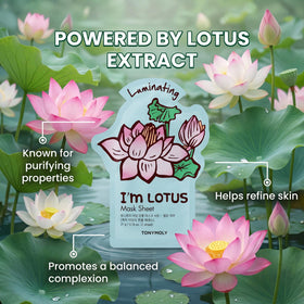 TONYMOLY Spring Blossom Lotus mask closeup; quick 20-minute hydration boost