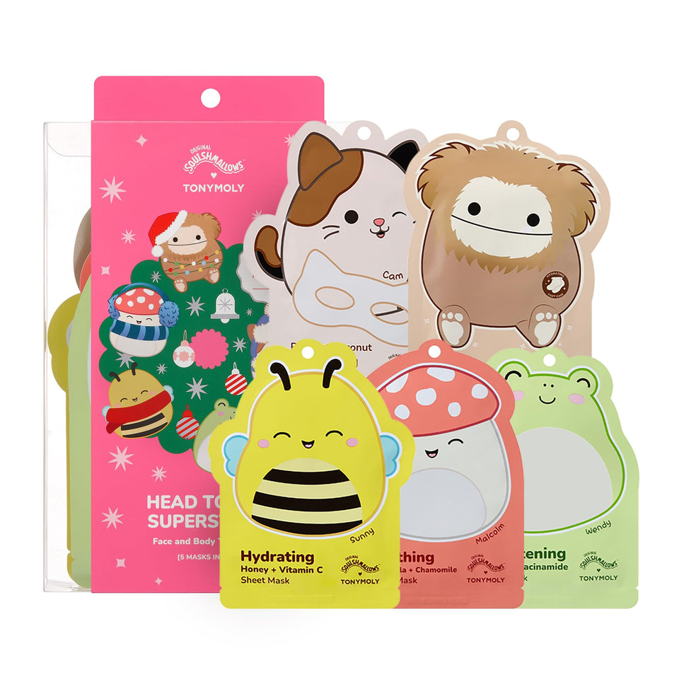TONYMOLY Squishmallows face masks set for hydration and glow