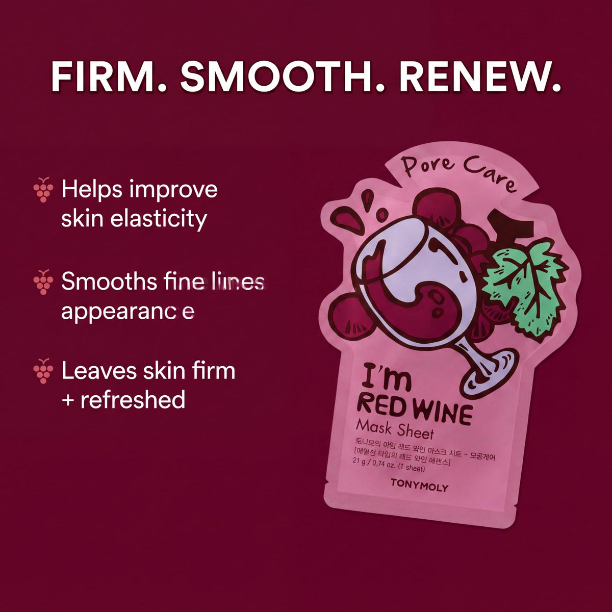 TONYMOLY Sweetheart Red Wine mask pack antioxidant-rich hydration.