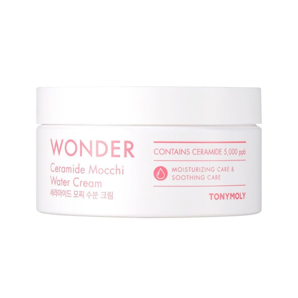 TONYMOLY Wonder Ceramide Mochi Body Cream jar close-up, hydrates and supports skin barrier