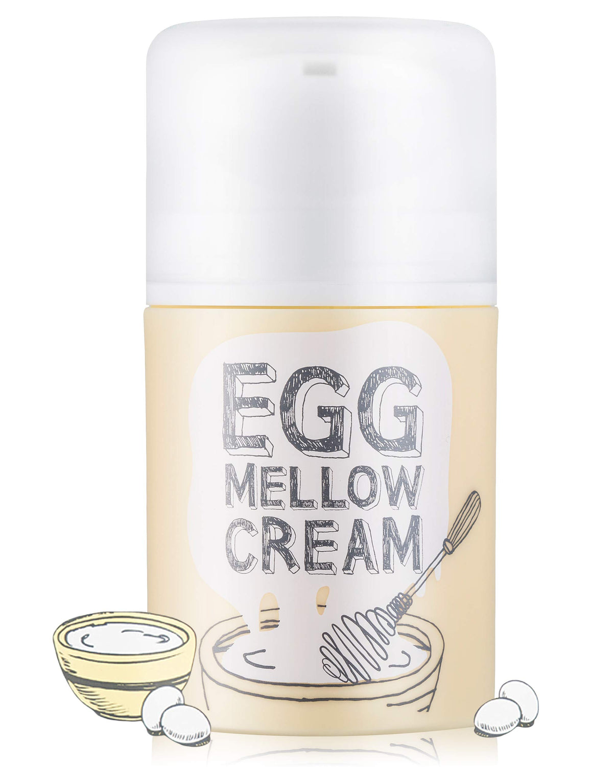 Too Cool for School Egg Mellow Cream bottle showing versatile all-in-one skincare benefits.