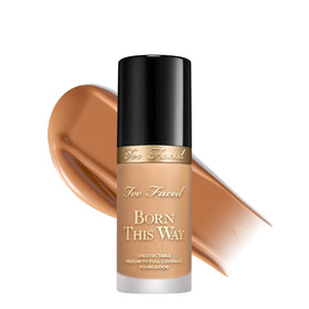 Too Faced Born This Way bottle close-up showing a natural-looking finish.