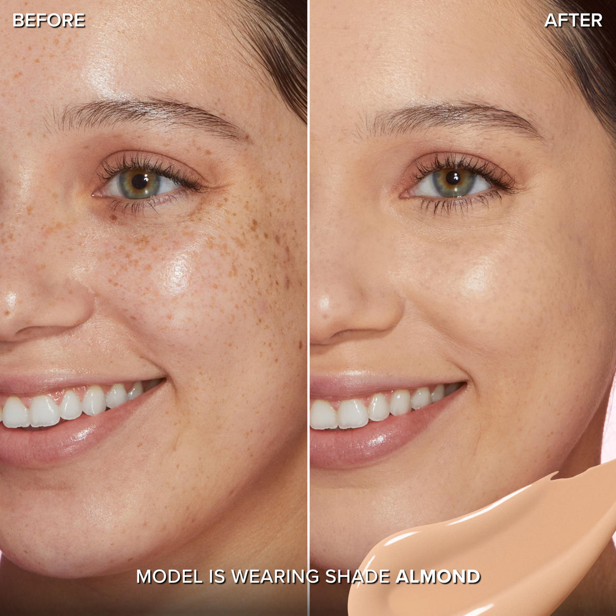 Too Faced Born This Way concealer application close-up showing seamless blending for a flawless look.