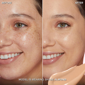 Too Faced Born This Way concealer application close-up showing seamless blending for a flawless look.