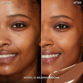Too Faced Born This Way concealer applicator swatch showing seamless blend.