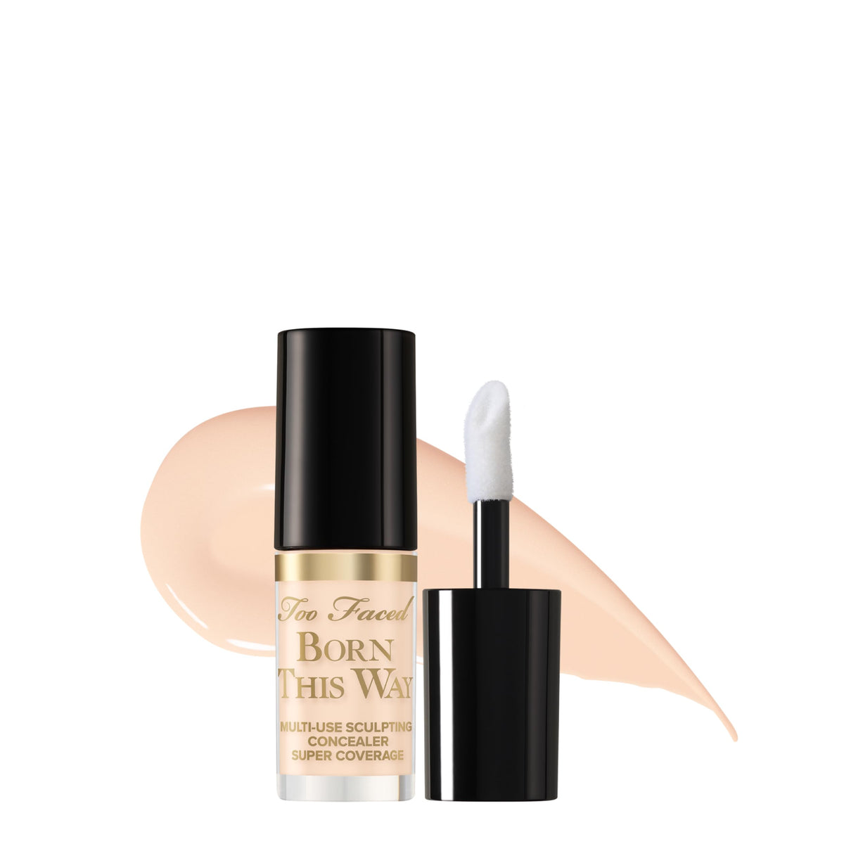 Too Faced Born This Way concealer bottle with pump for precise application and long wear.