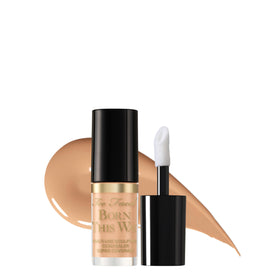 Too Faced Born This Way concealer packaging closeup for travel touch-ups.
