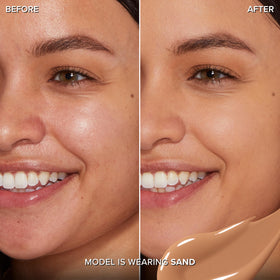 Too Faced Born This Way concealer swatch closeup shows creamy texture and blendability.