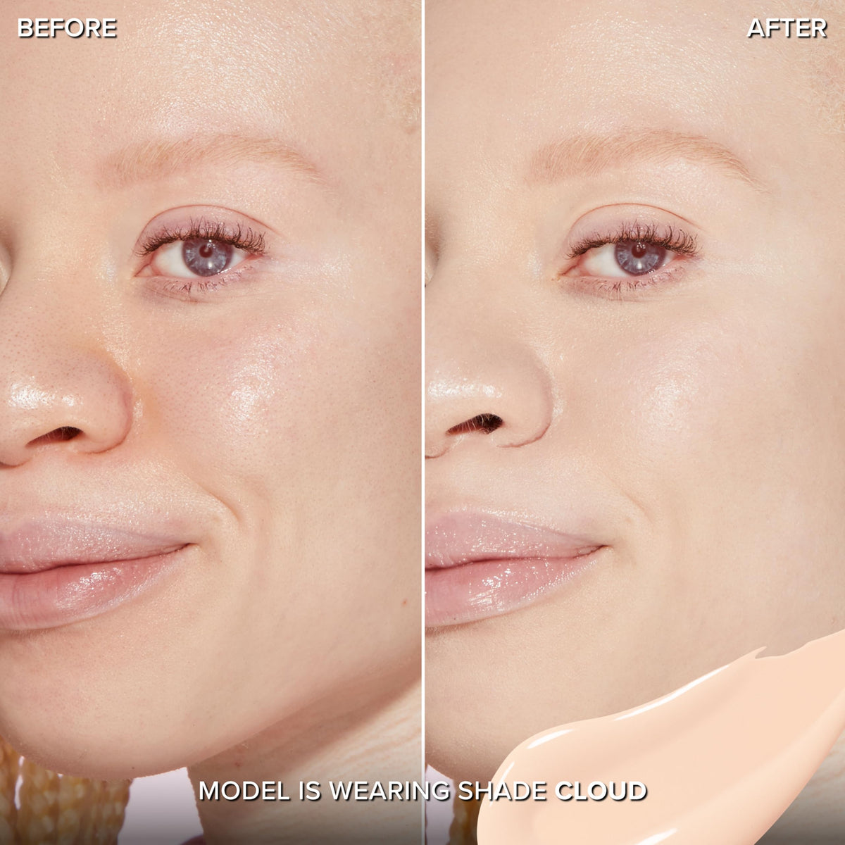 Too Faced Born This Way swatch on arm shows smooth texture and natural finish.
