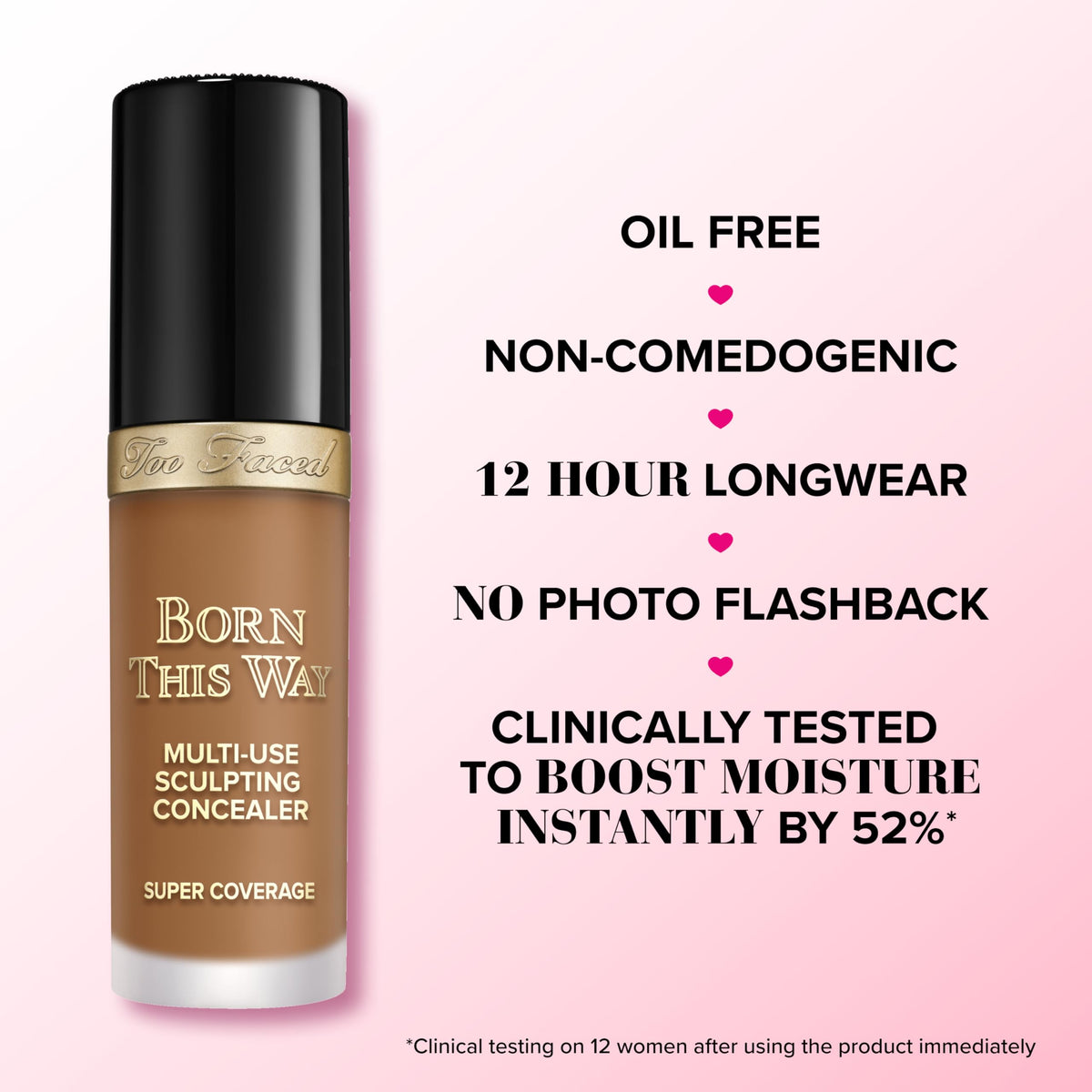 Too Faced Born This Way concealer texture close-up reveals creamy buildable coverage.