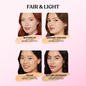 Swatches of Too Faced concealer on skin showing natural luminosity and even tone.