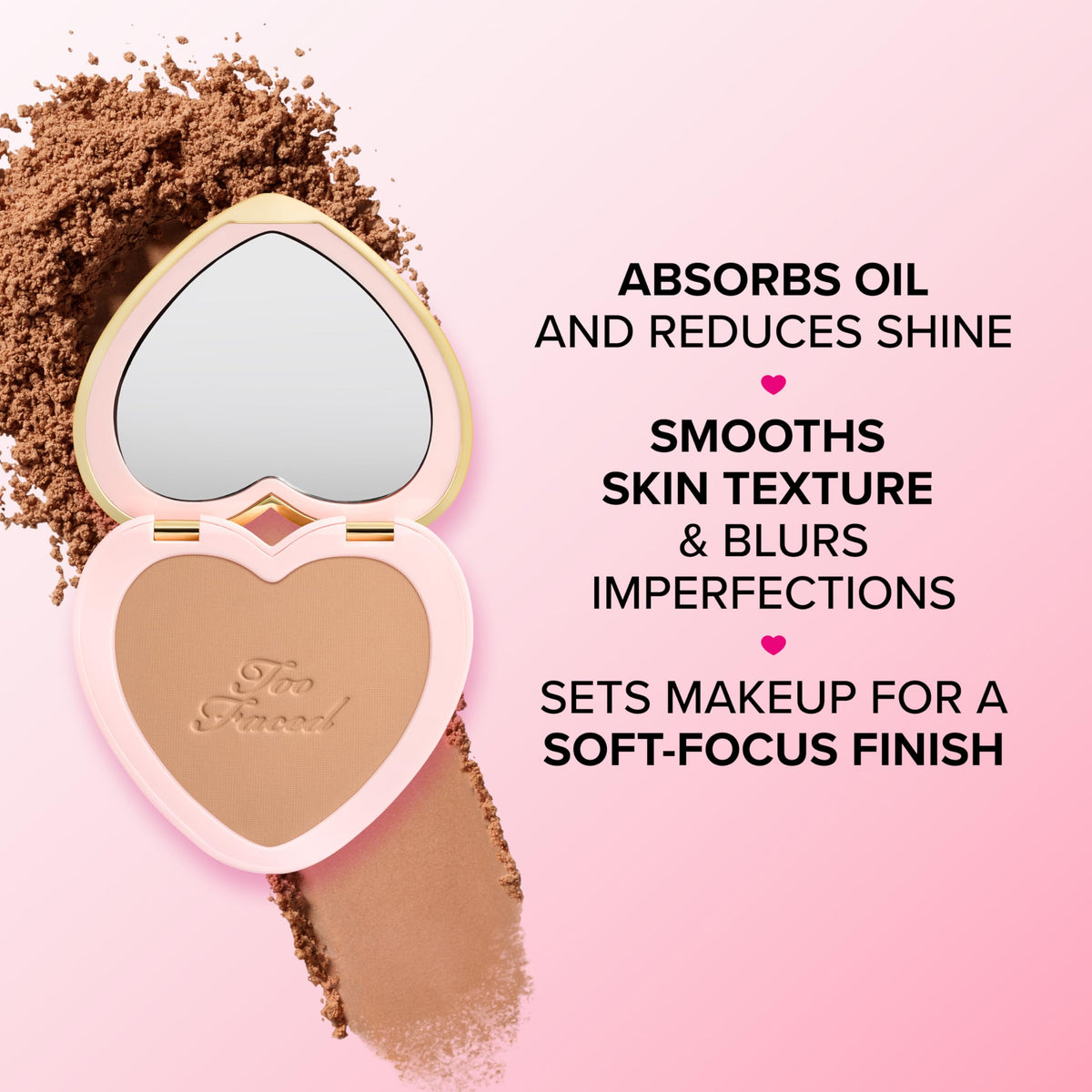 Soft-focus look achieved by Too Faced Born This Way Soft Blur Powder in natural light