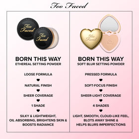 Vegan cruelty-free icon with Too Faced Born This Way Soft Blur Powder