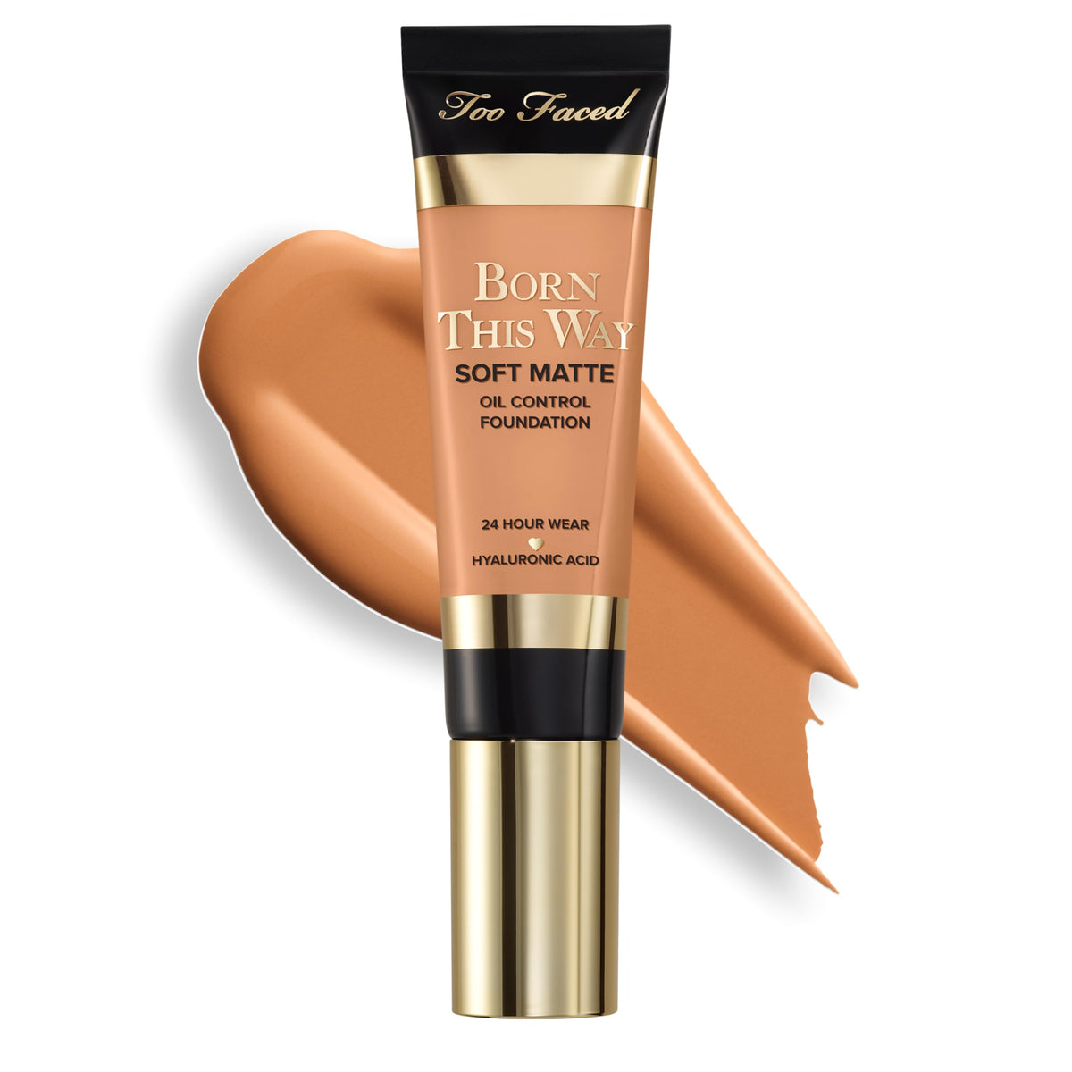 Too Faced Born This Way Soft Matte Foundation bottle shows weightless, all day wear