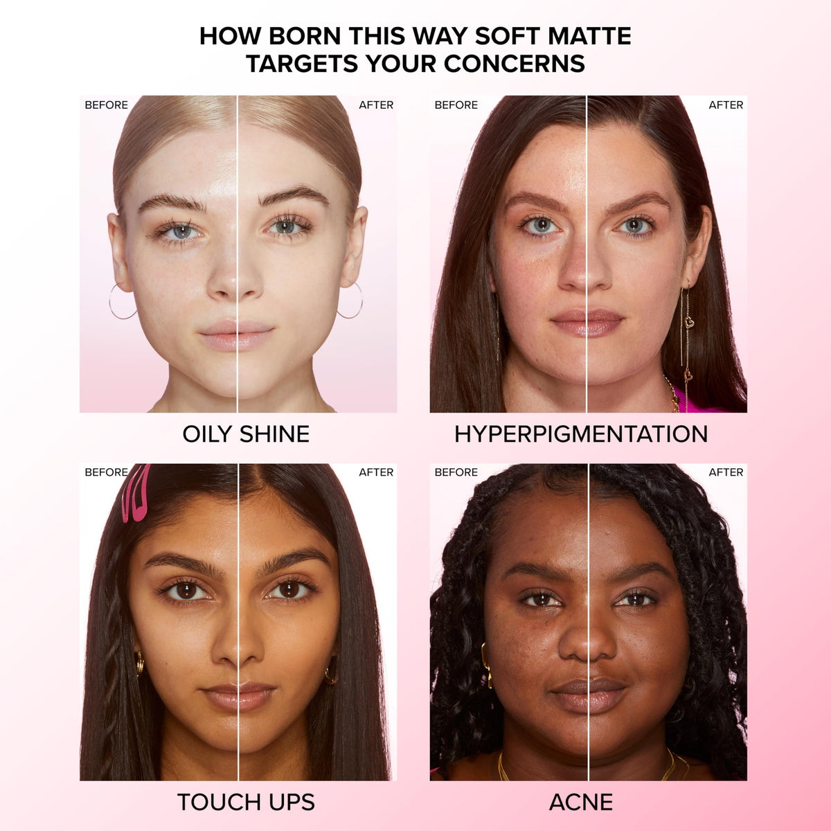 Close up of Too Faced Born This Way Soft Matte Foundation texture shows smooth, pore-blurring formula