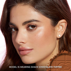 Too Faced Chocolate Soleil bronzer brushed on for easy placement and blending