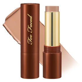 Too Faced Chocolate Soleil melting bronzer stick packaging close-up highlighting premium chocolate scent
