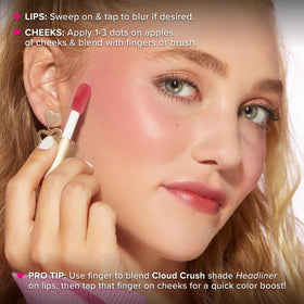 Too Faced Cloud Crush texture close-up highlights blurring and a soft-focus finish.