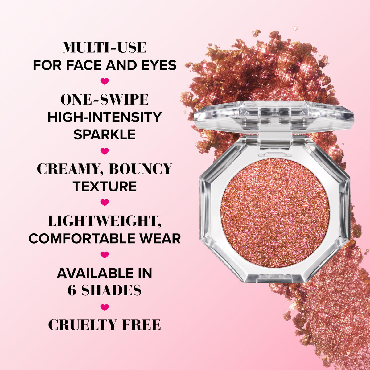 Too Faced Disco Crush face swatch demonstrates radiant glow on cheeks
