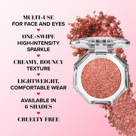 Too Faced Disco Crush face swatch demonstrates radiant glow on cheeks