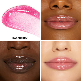 Too Faced Kissing Jelly Lip Oil glossy lip swatch with sheer color