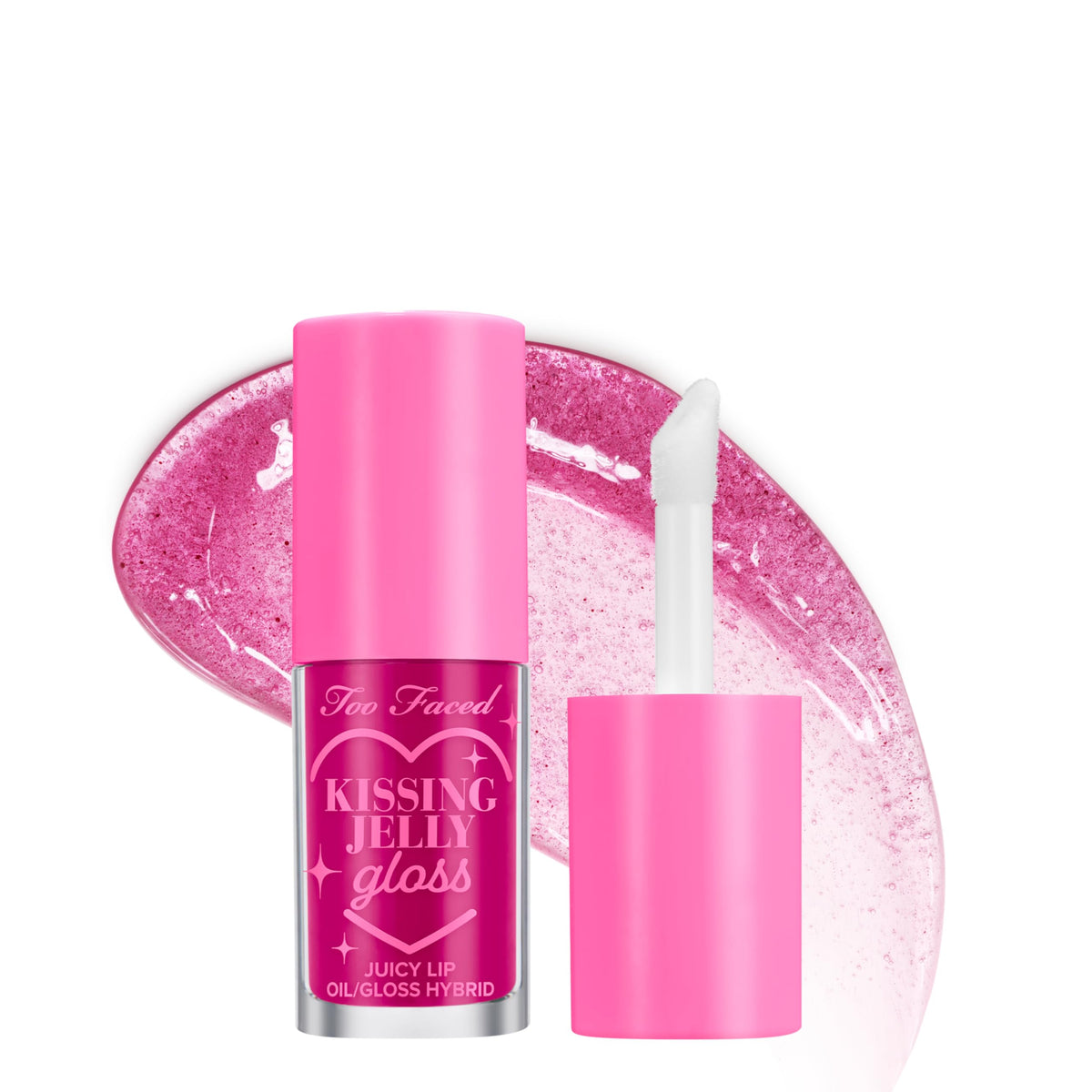 Too Faced Kissing Jelly Lip Oil bottle of raspberry gloss for instant hydration