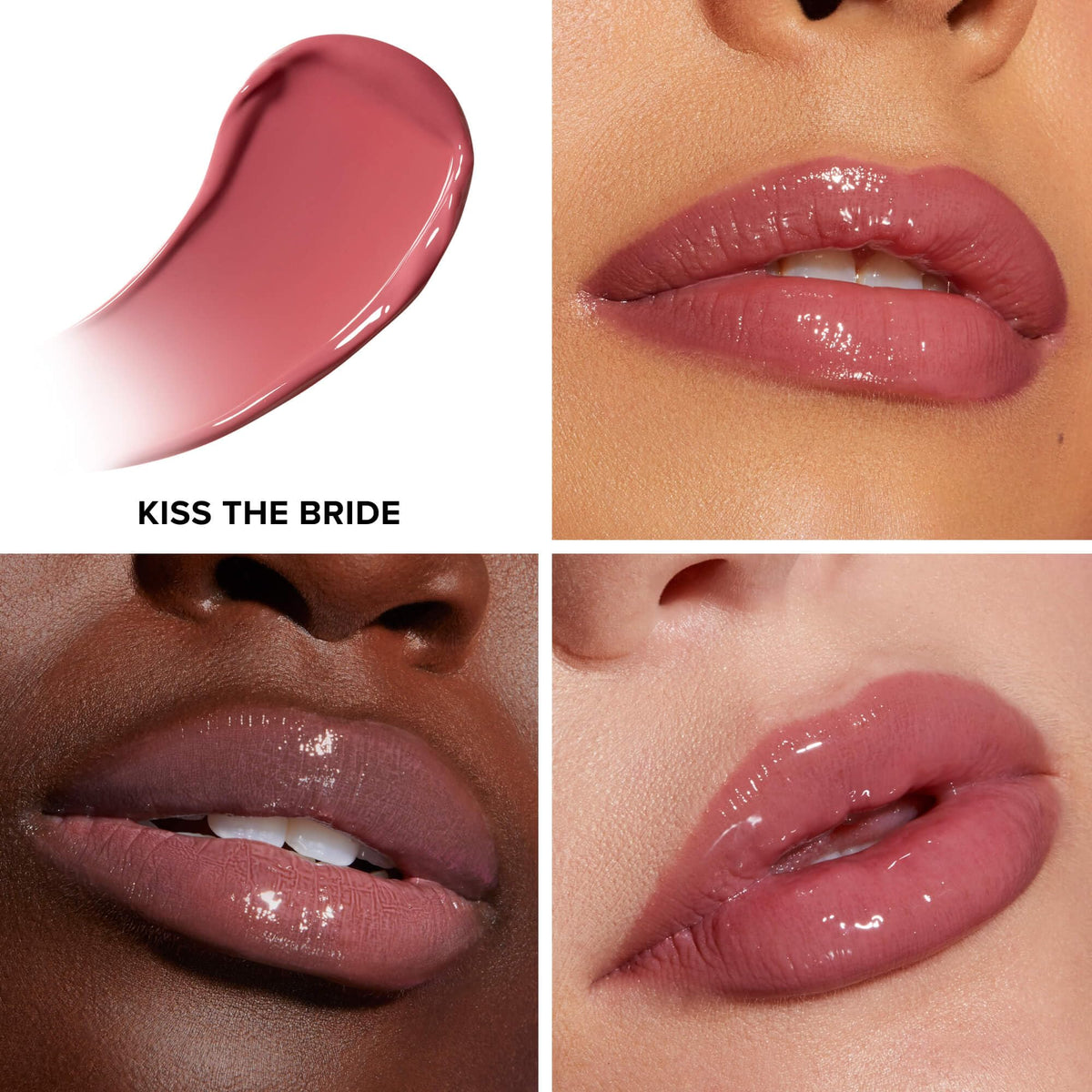 Too Faced Lip Injection Extreme Clicks gloss swatch showing sheer-to-medium color