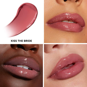 Too Faced Lip Injection Extreme Clicks gloss swatch showing sheer-to-medium color