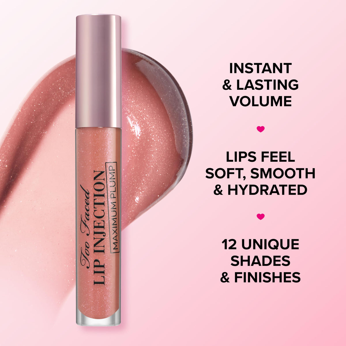 Too Faced Lip Injection Maximum Plump berry crush swatch on skin