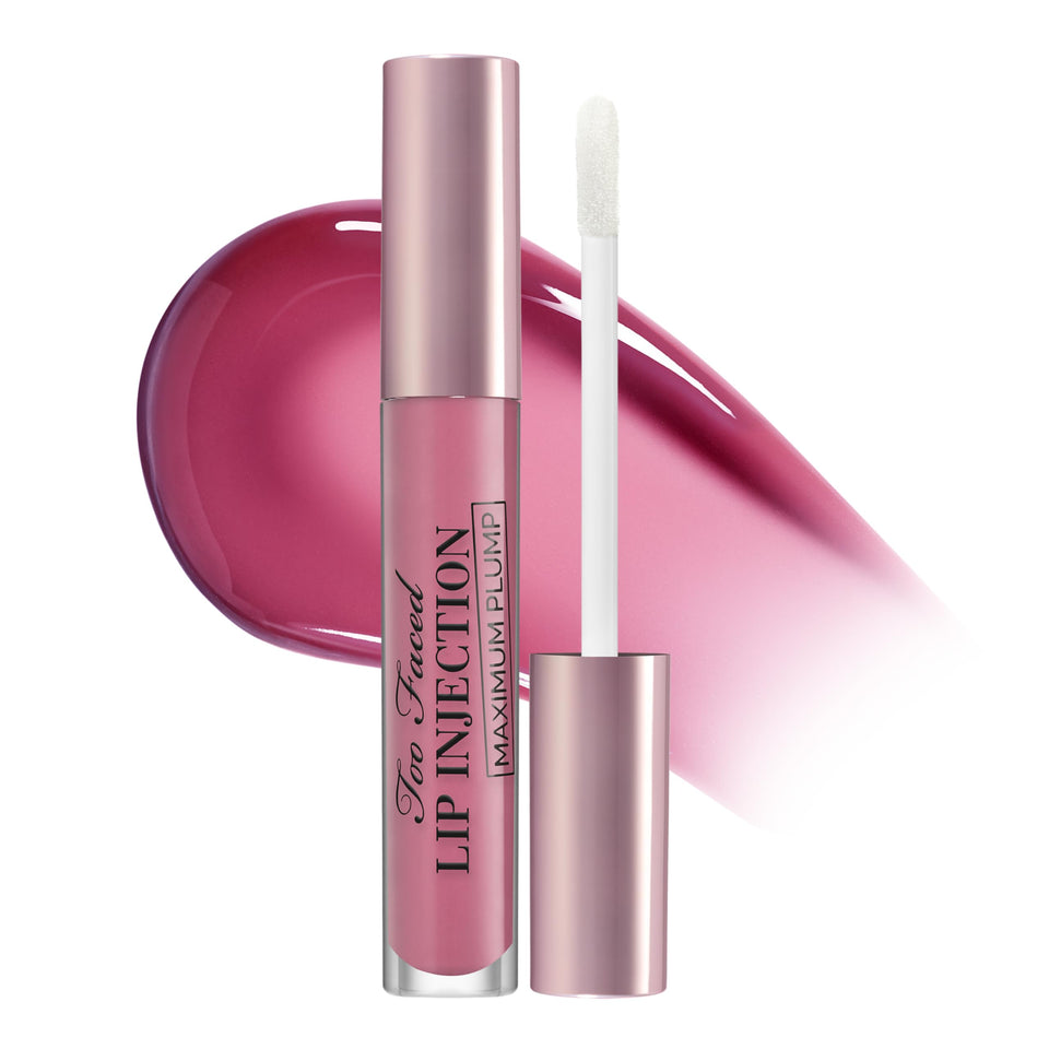 Too Faced Lip Injection Maximum Plump bottle cap close-up showing premium branding
