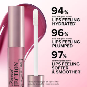Too Faced Lip Injection gloss on lips showing shiny finish