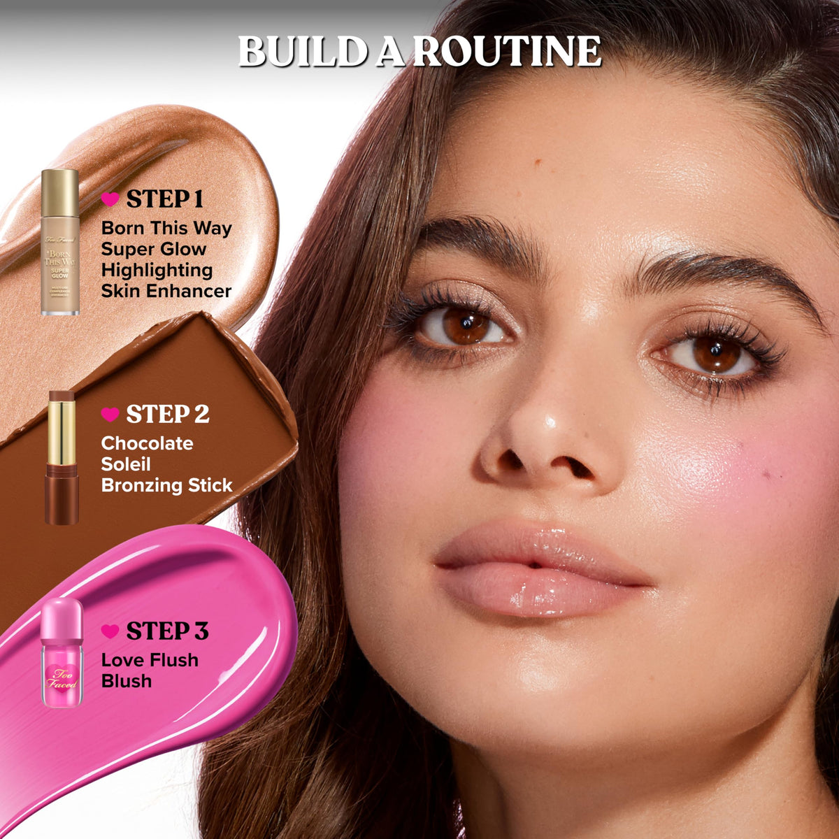 Too Faced Love Flush packaging tube in hand.