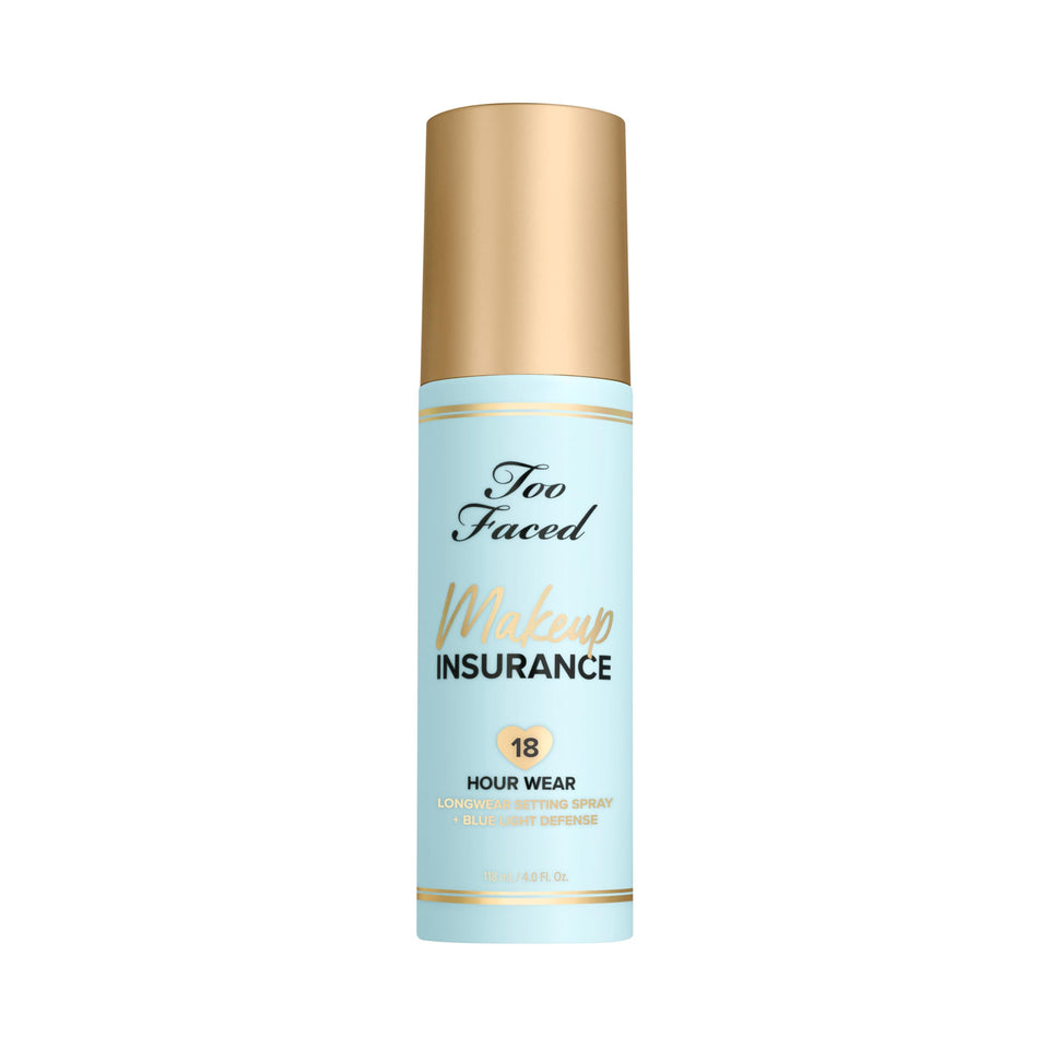 Too Faced Makeup Insurance bottle front showing hydration and long wear